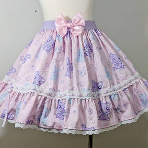 Pink or purple kawaii bear skirt fairy kei sweet pop lolita small to plus size