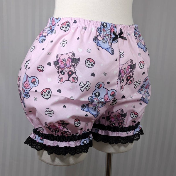 Kawaii fairy pastel goth bear bat skulls micro mini lolita bloomers adult--small to plus size