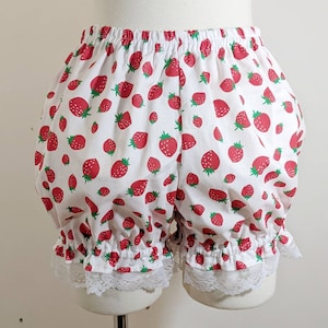 Pastel strawberry mini sweet lolita fairy kei bloomers shorts adult woman size small-plus size image 4