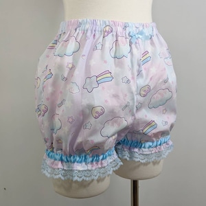 Kawaii fairy kei rainbow pastel sky drip melty moon galaxy shooting star micro mini lolita bloomers adult--small to plus size