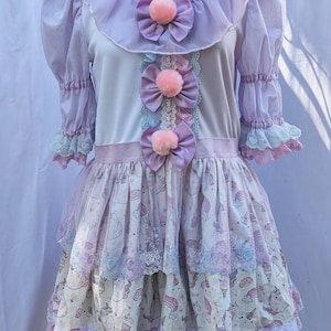 VK Freakshow arlequin pastel licorne clown kei clowncore clown Halloween costume robe grande taille