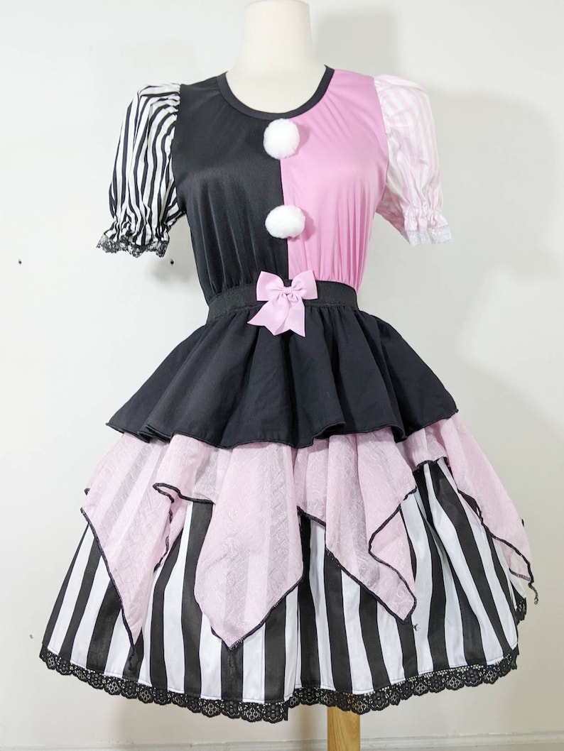 VK Freakshow pink and black stripe clown clowncore small to plus size image 1
