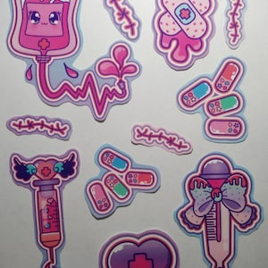 Decora kei menhera Yami kawaii yume hand cut glossy sticker 11 piece set