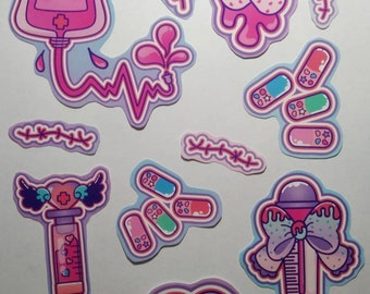 Decora kei menhera Yami kawaii yume hand cut glossy sticker 11 piece set