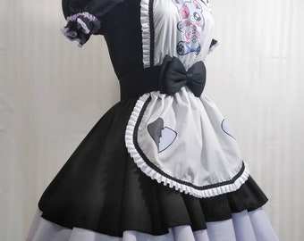 Purple or pink lolita pastel goth vampire bat bear menhera Yami kawaii maid nurse cosplay dress adult small to plus size