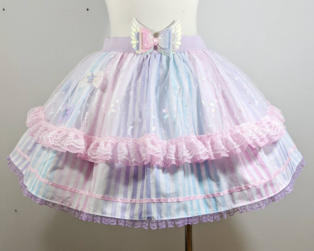 Pastel Rainbow Stripe Star Candy Girl Skirt Fairy Kei Sweet - Etsy