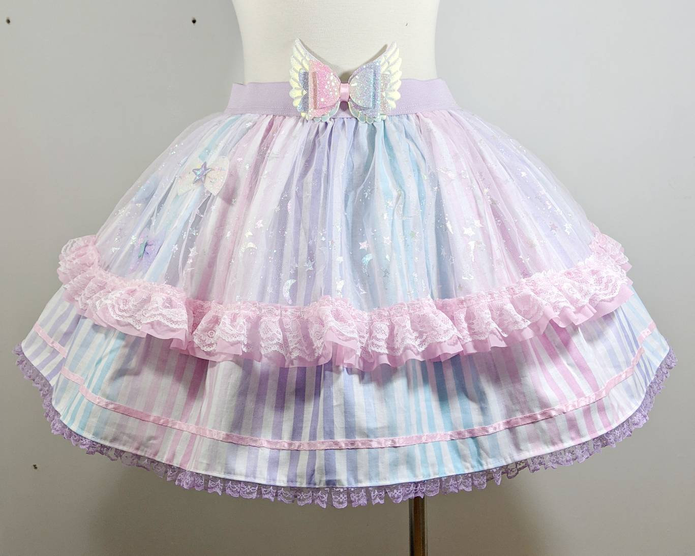 Pastel Rainbow Stripe Star Candy Girl Skirt Fairy Kei Sweet Etsy Canada