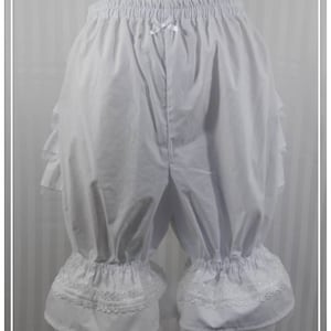 White fancy ruffle knee length bloomers steampunk lolita adult women image 1