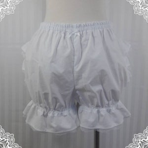 White fancy ruffle short bloomers steampunk lolita adult women