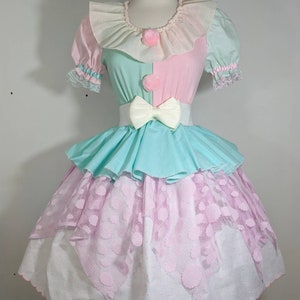 VK Freakshow harlequin fairy kei mint pastel clown lolita Halloween costume dress small to plus size image 1