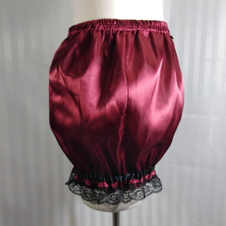 Mini satin burlesque bloomers with black lace trim steampunk lolita CHOOSE YOUR COLOR adult woman small to plus size image 3