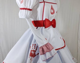 VK Freakshow guro lolita yume kawaii cute bloody nurse Halloween costume dress small to plus size