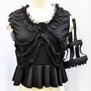 VK Freakshow one of a kind black skeleton skull babydoll avant garde Halloween costume dress small to plus size