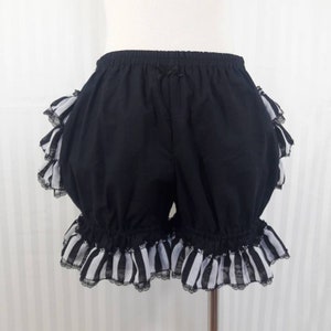 Black chiffon stripe fancy ruffle short bloomers steampunk lolita adult women