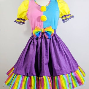 VK Freakshow harlequin clown kei clowncore rainbow stripe clown Halloween costume dress small to plus size