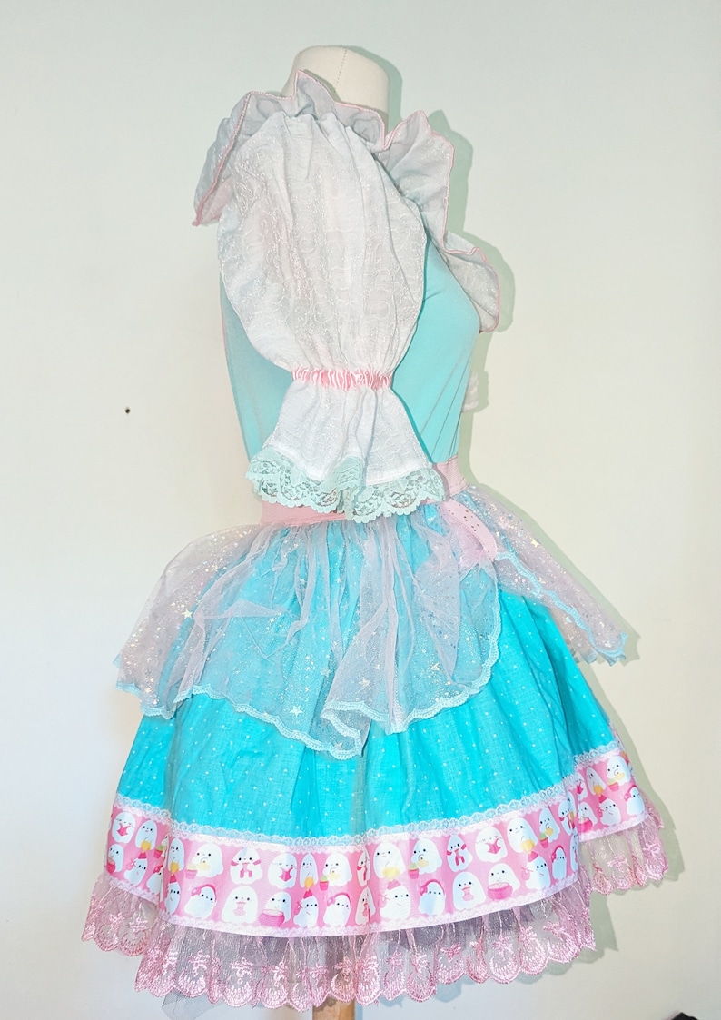 VK Freakshow harlequin fairy kei mint pastel ghost clown lolita Halloween costume dress small to plus size image 3