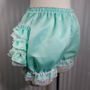 Satin burlesque fancy ruffle short bloomers with white lace steampunk lolita adult women