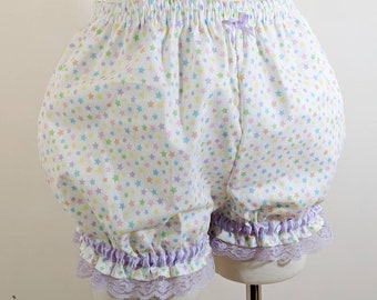 Pastel star mini sweet lolita fairy kei bloomers shorts adult woman size small-plus size