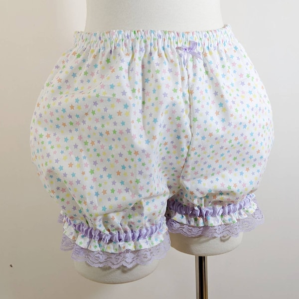Pastel star mini sweet lolita fairy kei bloomers shorts adult woman size small-plus size