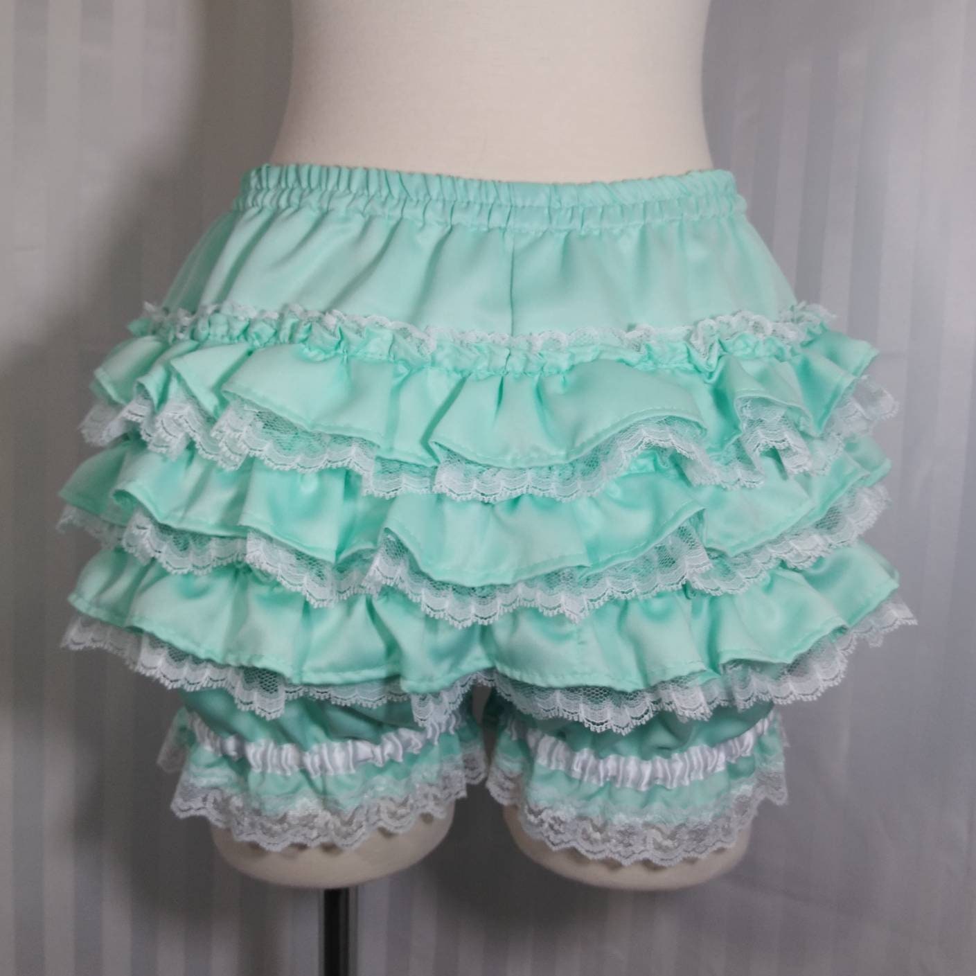 Satin Burlesque Fancy Ruffle Short Bloomers With White Lace Etsy