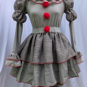 Vestido de disfraz de payaso gris de Halloween de VK Freakshow, talla pequeña a grande imagen 2