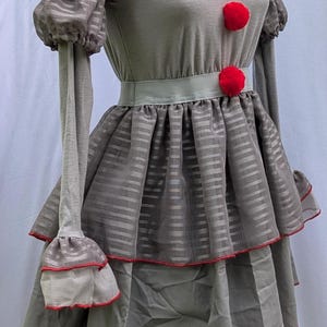 Vestido de disfraz de payaso gris de Halloween de VK Freakshow, talla pequeña a grande imagen 3