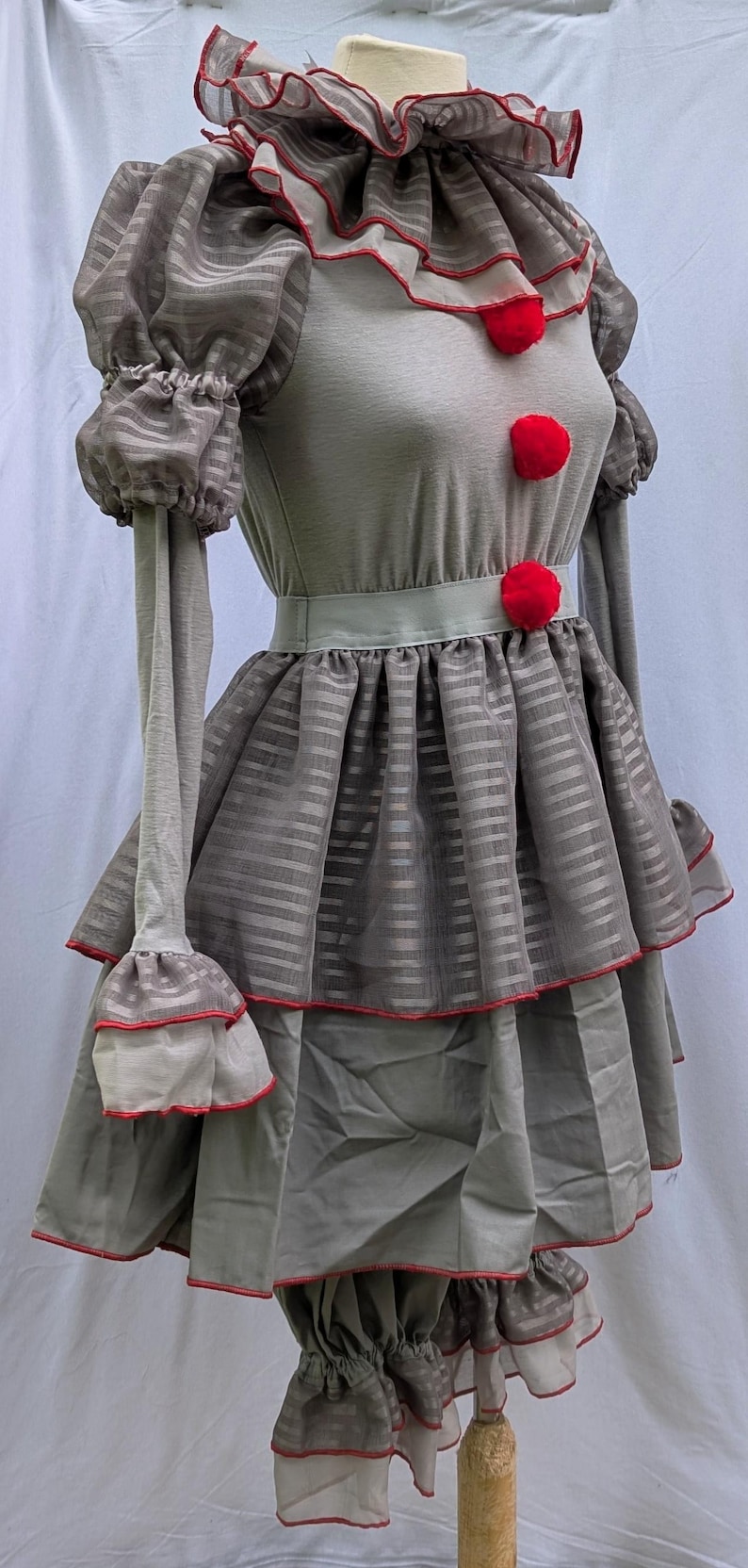 Vestido de disfraz de payaso gris de Halloween de VK Freakshow, talla pequeña a grande imagen 3