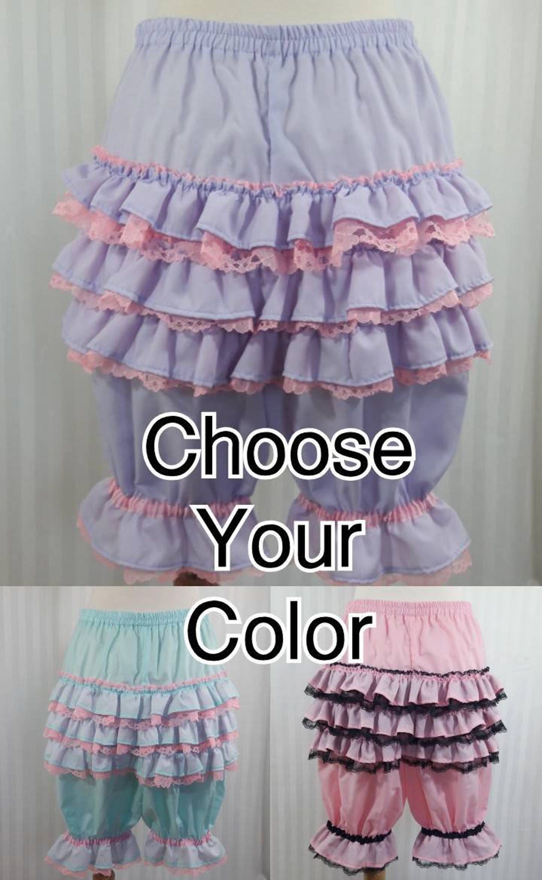 Choose Your Color Fancy Ruffle Knee Length Bloomers Fairy Decora Pop ...
