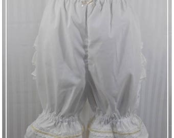 Ivory fancy ruffle knee length bloomers steampunk lolita adult women