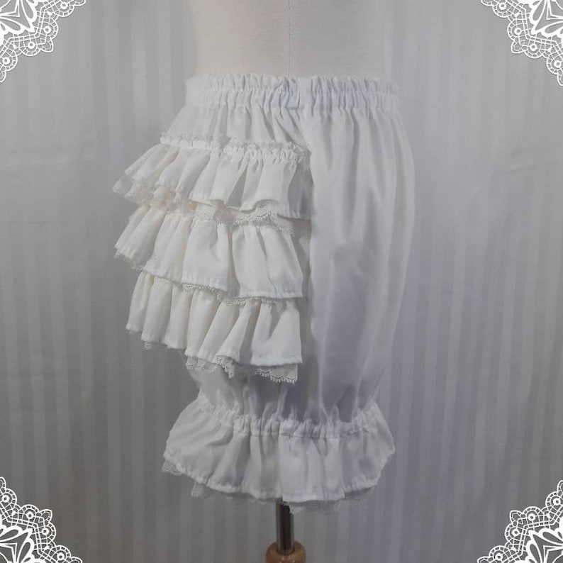 Short Ruffled Bloomers Ivory Fancy Ruffle Short Bloomers Steampunk Lolita Adult Women Small to ...