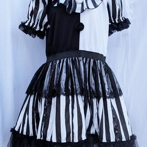 VK Freakshow harlequin stripe split clown kei clowncore clown Halloween costume dress plus size