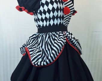 VK Freakshow Babydoll harlequin burlesque clown lolita Halloween costume dress size small to plus size