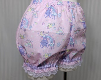 Kawaii fairy pastel kei bat melty moon rainbow unicorn galaxy micro mini lolita bloomers adult--small to plus size