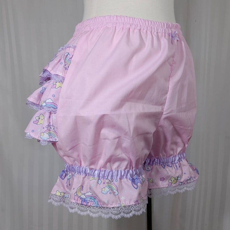 kawaii fairy decora pop kei small to plus size adult women Cute bat melty moon fancy ruffle short mini bloomers-