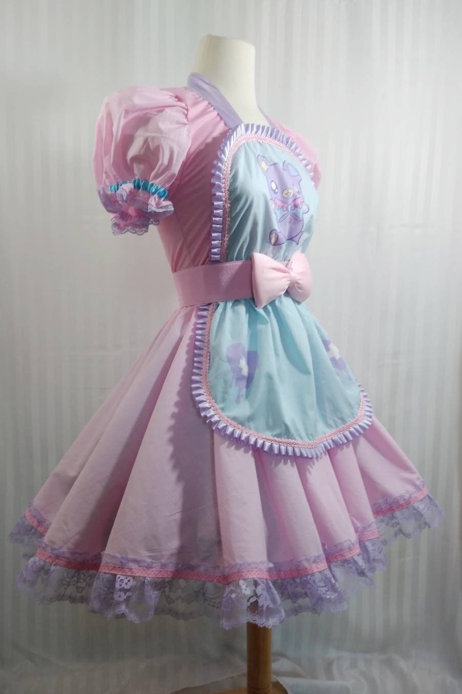 Women Sexy Vintage Sweet Girl Pink Lolita Dress Kawaii Cute Maid