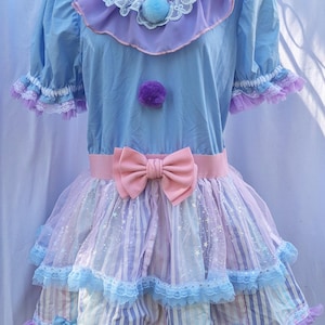 VK Freakshow harlequin rainbow stripe pastel clown kei clowncore clown Halloween costume dress Plus size