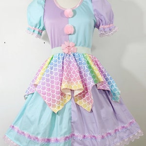 VK Freakshow harlequin pastel dragon mermaid scales dress / fairy kei / clown core / small to plus size