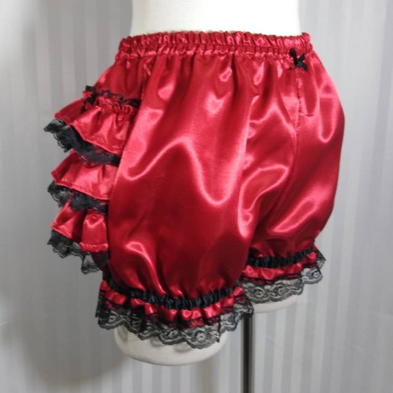 Satin Burlesque Fancy Ruffle Short Bloomers With Black Lace - Etsy