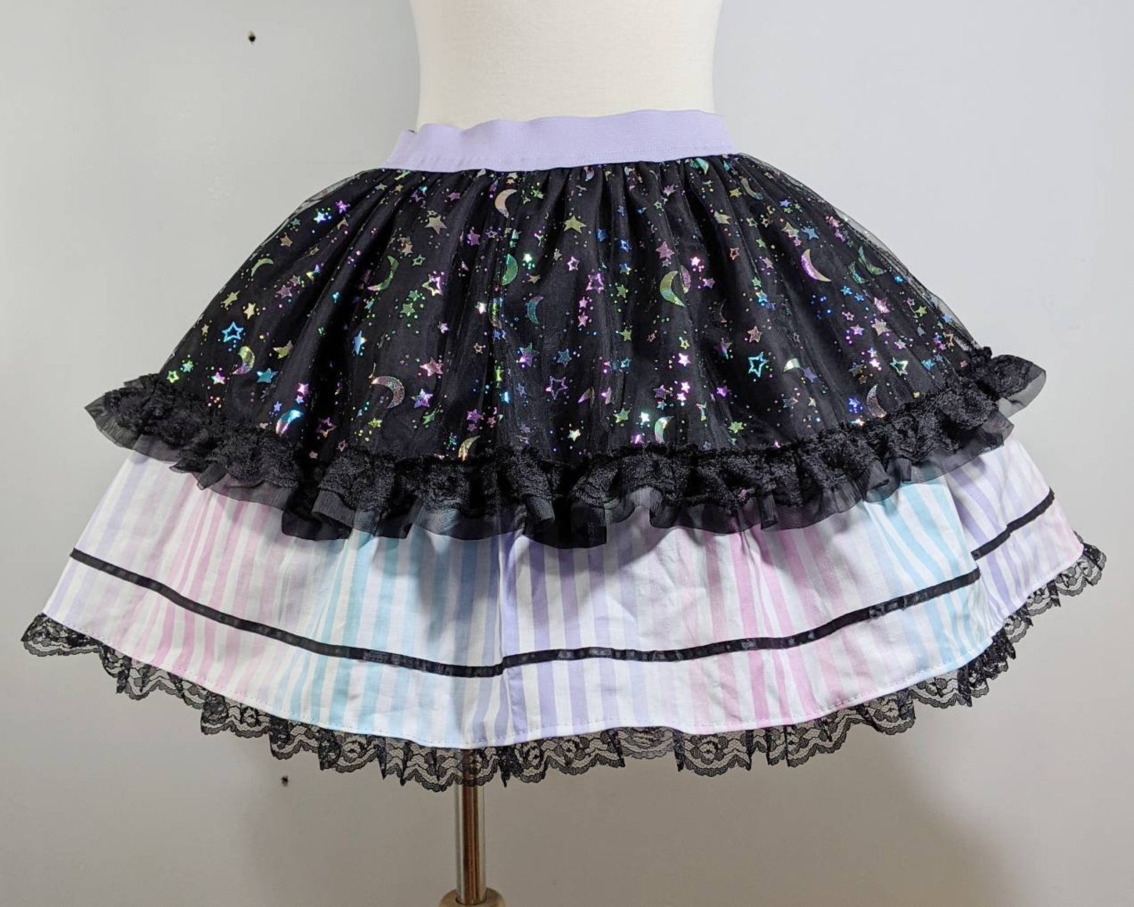 Pastel Goth Rainbow Stripe Star Candy Girl Skirt Fairy Kei - Etsy