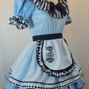 Déguisement d'Halloween VK Freakshow lolita bleu gothique pour fête du thé avec Alice au pays des merveilles, petite à grande taille