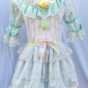 VK Freakshow harlequin pastel mint unicorn clown kei clowncore clown Halloween costume dress L/XL