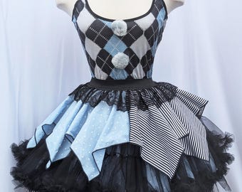 VK Freakshow harlequin Alice clown jester kei clowncore clown Halloween costume dress XS-M