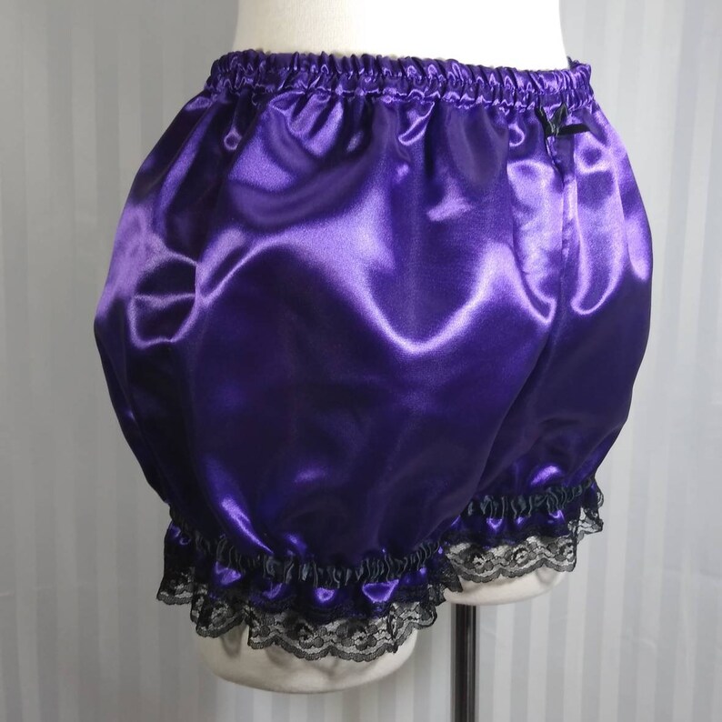 Mini satin burlesque bloomers with black lace trim steampunk lolita CHOOSE YOUR COLOR adult woman small to plus size image 6