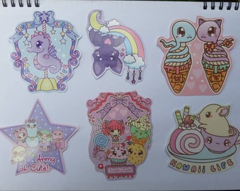 Kawaii fairy kei pastel decora hand cut glossy large sticker lucky pack grab bag