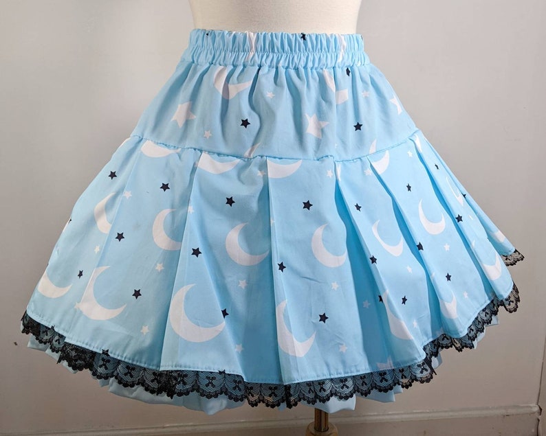 Moon and star galaxy pastel goth skirt fairy kei sweet pop lolita small to plus size image 3