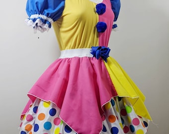 VK Freakshow harlequin clown kei clowncore polka dot clown Halloween costume dress small to plus size