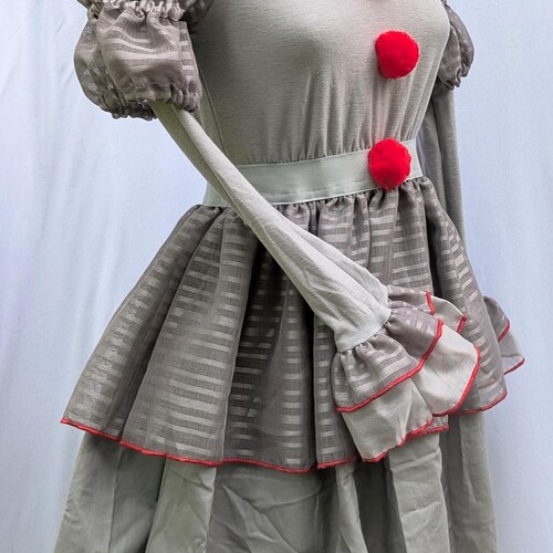 VKフリークショー グレーのピエロ ハロウィンコスチュームドレス S～プラスサイズ