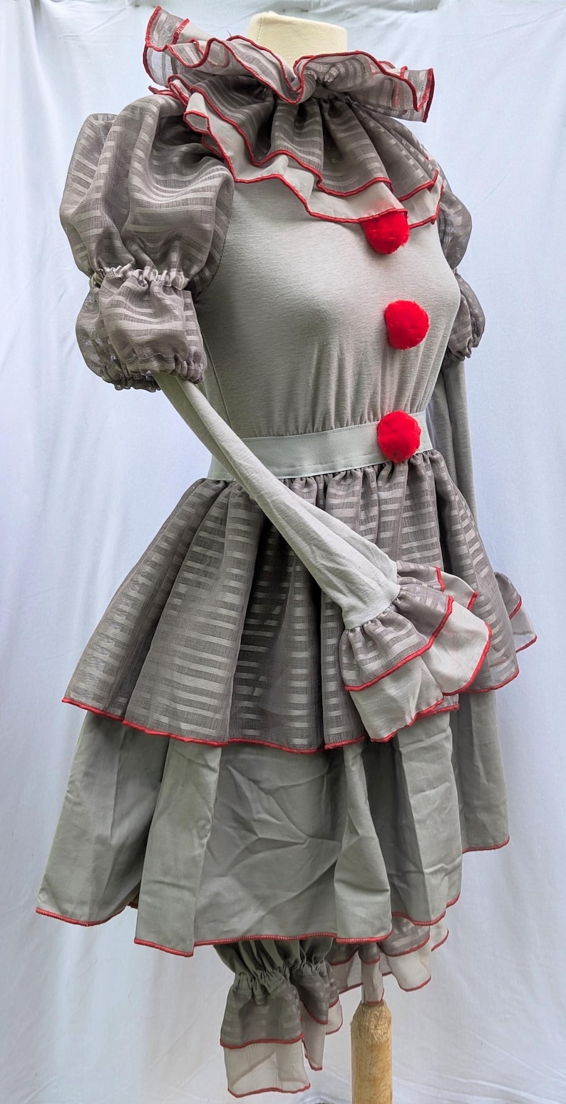 Vestido de disfraz de payaso gris de Halloween de VK Freakshow, talla pequeña a grande imagen 1