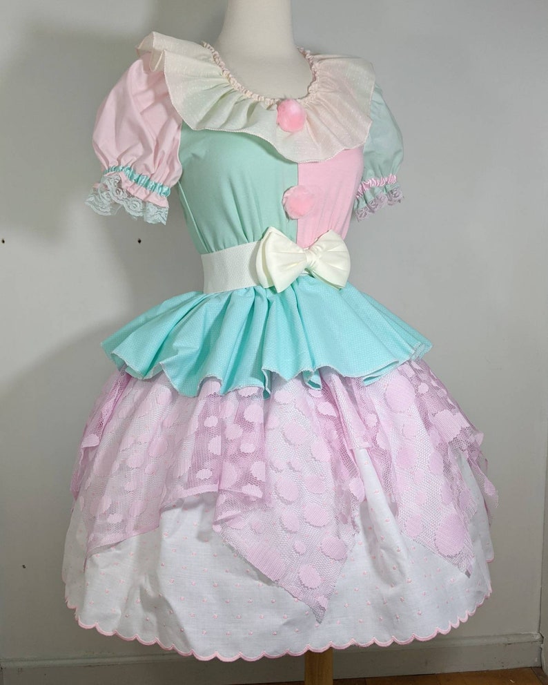 VK Freakshow harlequin fairy kei mint pastel clown lolita Halloween costume dress small to plus size image 2