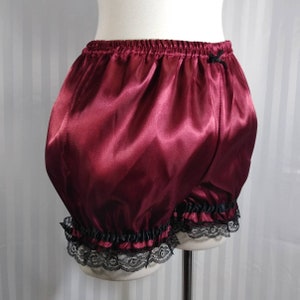 Mini satin burlesque bloomers with black lace trim steampunk lolita CHOOSE YOUR COLOR adult woman small to plus size